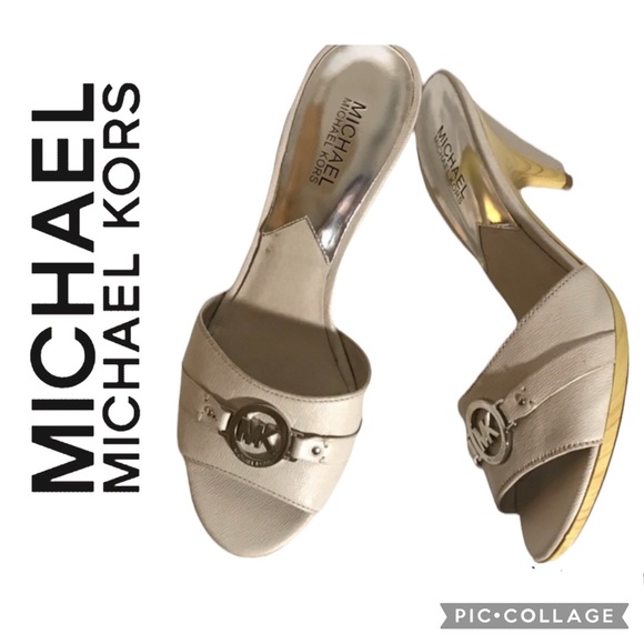 MICHAEL Michael Kors Tan Kitten Heel Mules Sz 9M - Picture 1 of 8